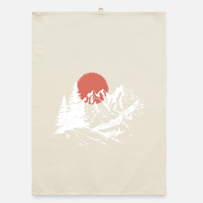 Sunset Peak Silhouette Organic Geschirrtuch