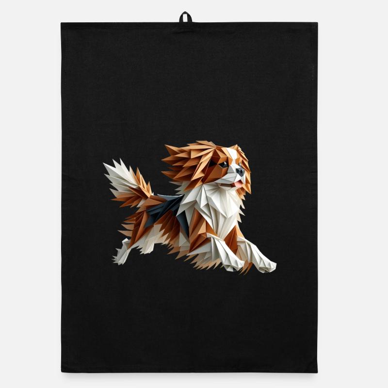 Hund Cavalier König Charles Origami Geometrisch 3D Organic Geschirrtuch