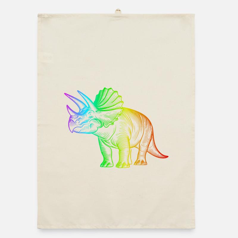 Rainbow Triceratops Dinosaur Organic dish towel