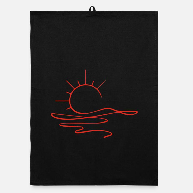 Sunset Sketch (Red) Organic dish towel