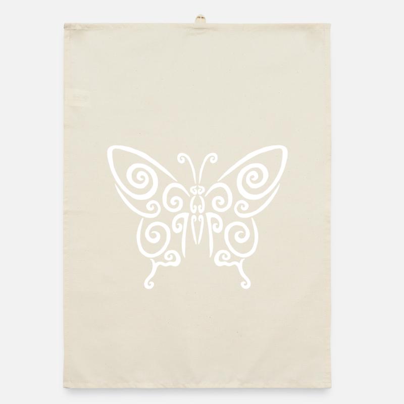 Symbole d'un papillon blanc Torchon bio