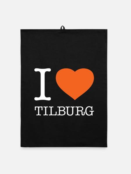 I LOVE TILBURG - Organic dish towel - black - Front