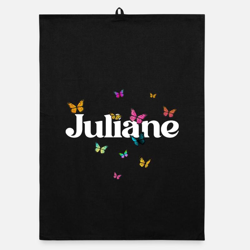 Schöner Mädchenname mit Schmetterlingen JULIANE Organic Geschirrtuch
