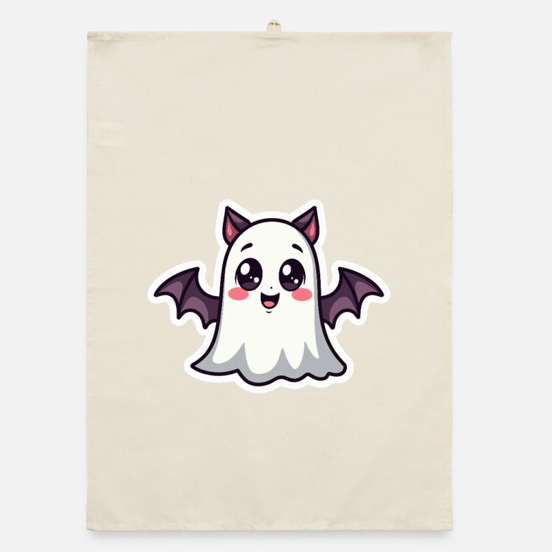 Halloween Bat Ghost Organic dish towel