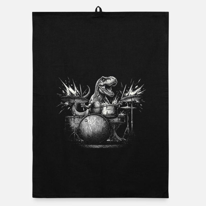 Dinosaur T-Rex Batterie Batteur Rock Dino Torchon bio