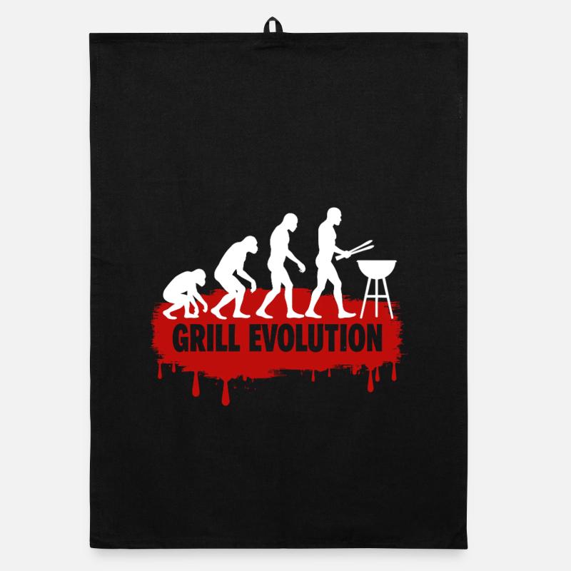 Grill Evolution Lustiger Grillmeister Spruch Organic Geschirrtuch