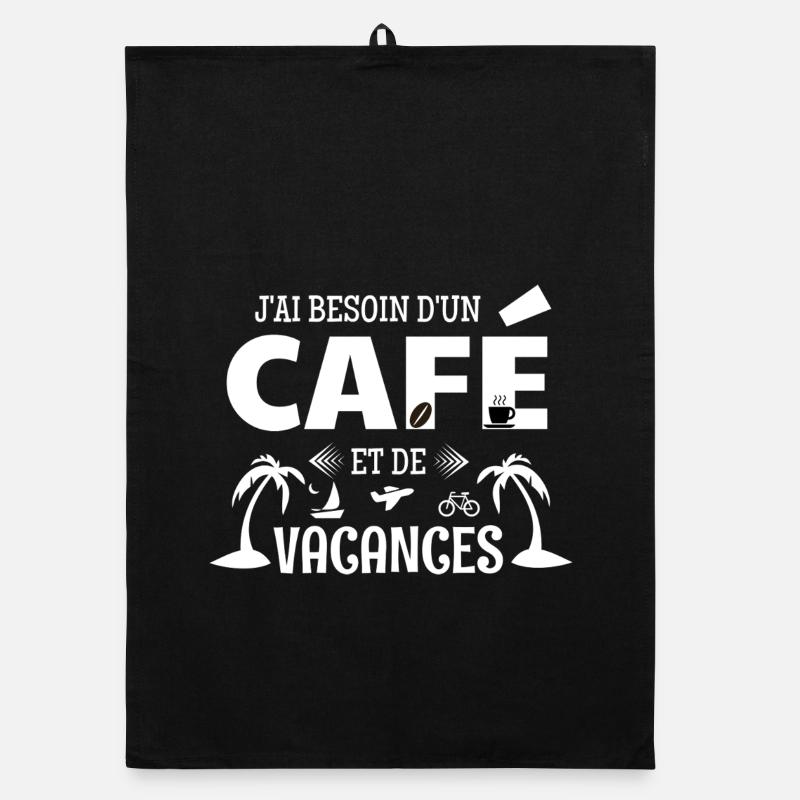 Kaffee-Humor-T-Shirt – Kaffee & Urlaub Organic Geschirrtuch