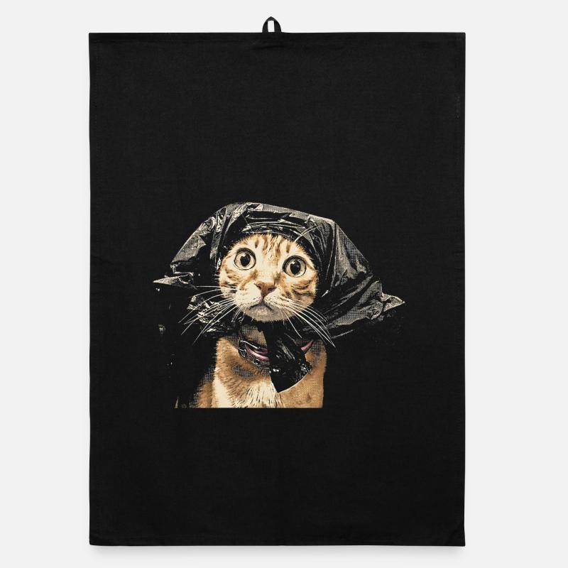 Cat Coat Ghost in the Shadows Organic dish towel