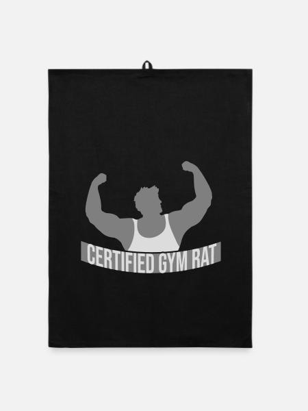 Certified Gym Rat Funny Fitness Training Saying - Organic dish towel - black - Front