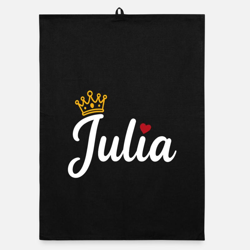 Julia Name Krone Herz Kalligraphie personalisiert Organic Geschirrtuch