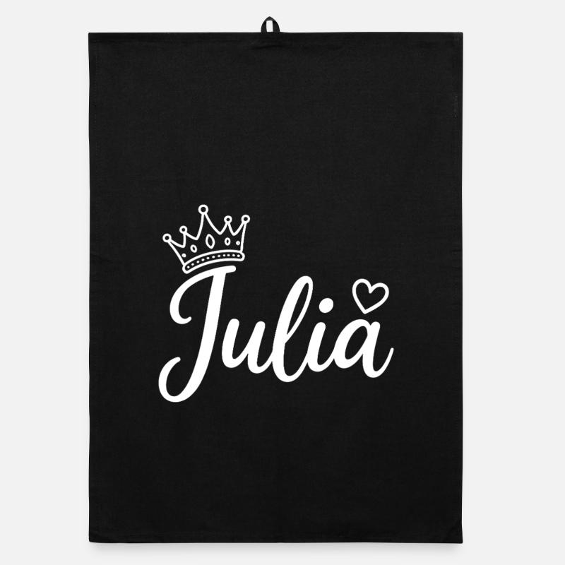 Juliet Name Crown Heart Calligraphy Personalized Organic dish towel