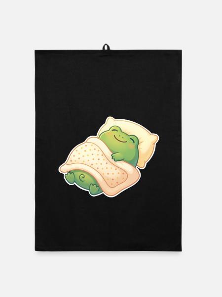 Frosch Schlafen - Organic Geschirrtuch - Schwarz - Vorne