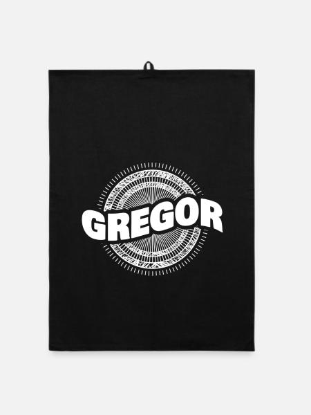 Name Gregor - Organic Geschirrtuch - Schwarz - Vorne