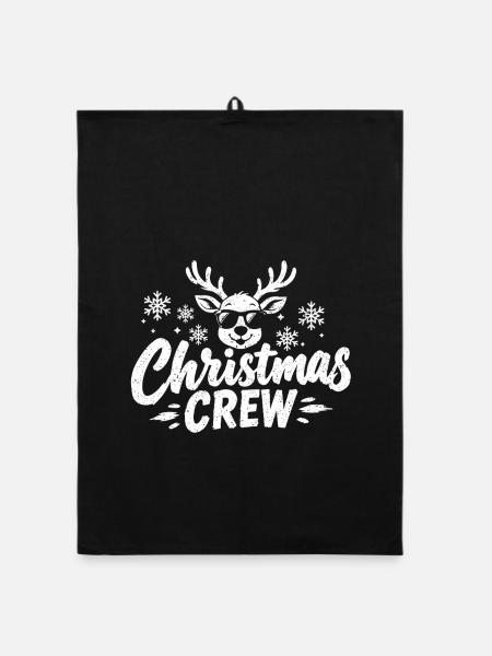 Christmas Crew Cooles Rentier - Organic Geschirrtuch - Schwarz - Vorne