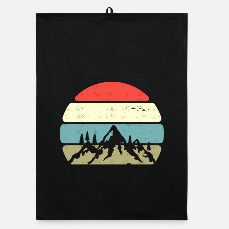 Mountain panorama at sunset Organic dish towel