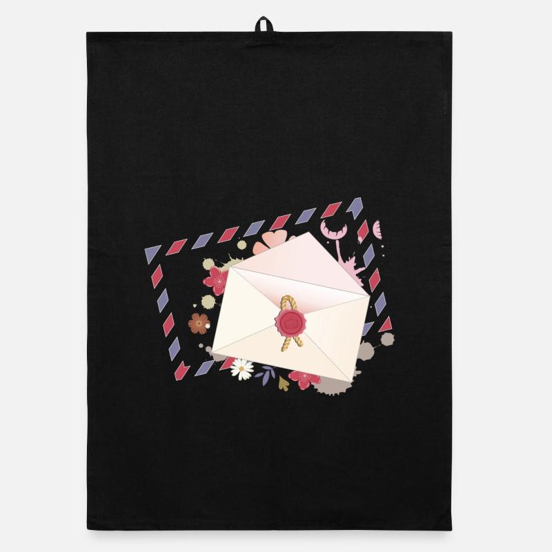 Enveloppe florale avec fleurs et bordure de la poste aérienne Torchon bio