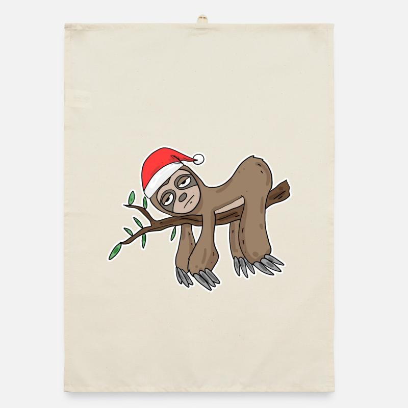 Sloth Christmas Organic dish towel