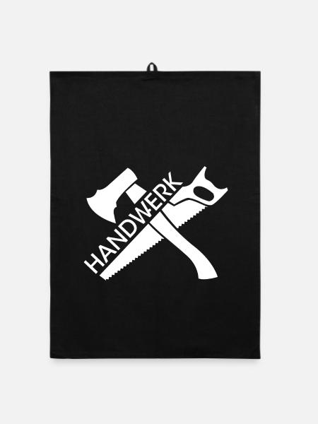 Handwerk Symbol Logo Axt Säge Werkzeuge Firma Team - Organic Geschirrtuch - Schwarz - Vorne