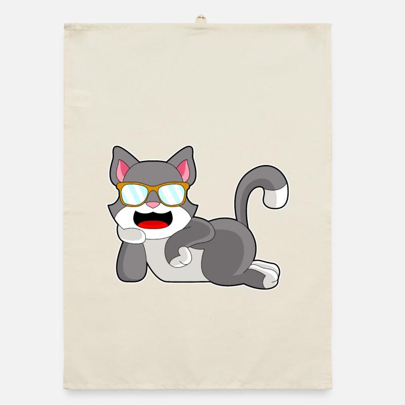 Cat Sunglasses Organic dish towel