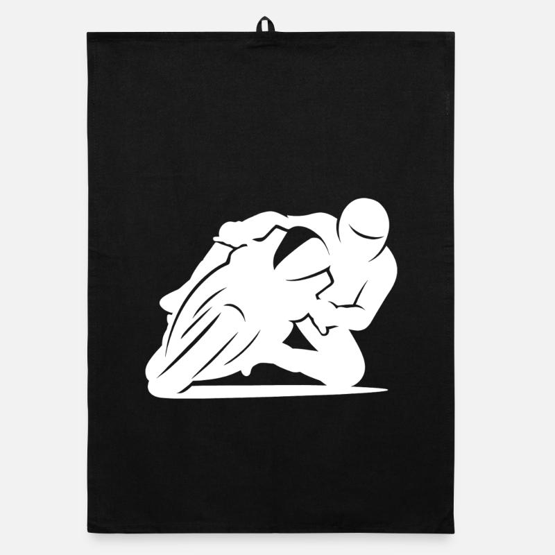 Minimalist motorcycle racer silhouette Organic dish towel