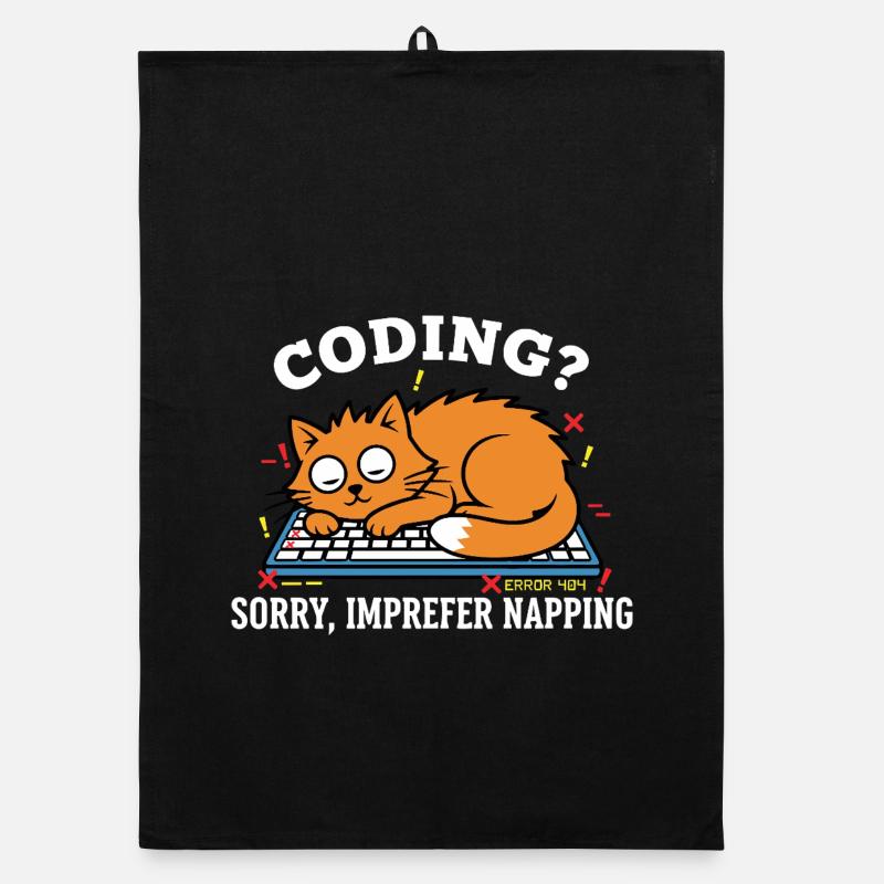 Coding? Sorry, ich schlafe lieber Lustige Katze - Organic Geschirrtuch - Schwarz