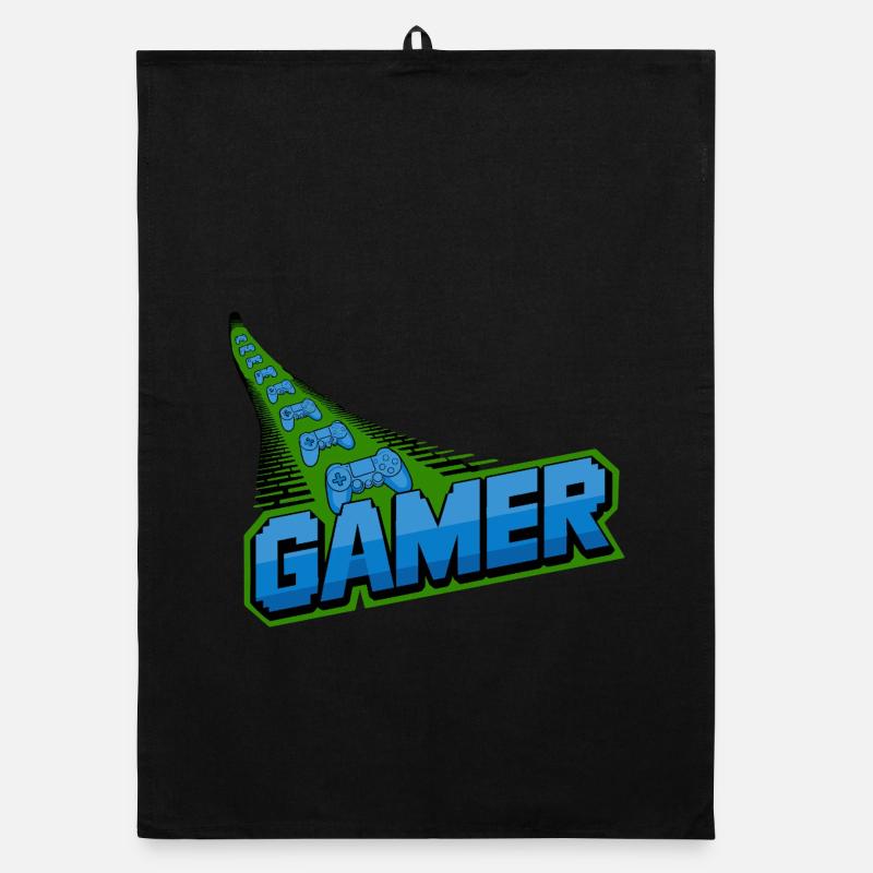 Gamer Controller Motif for Gamers and Retro Organic dish towel