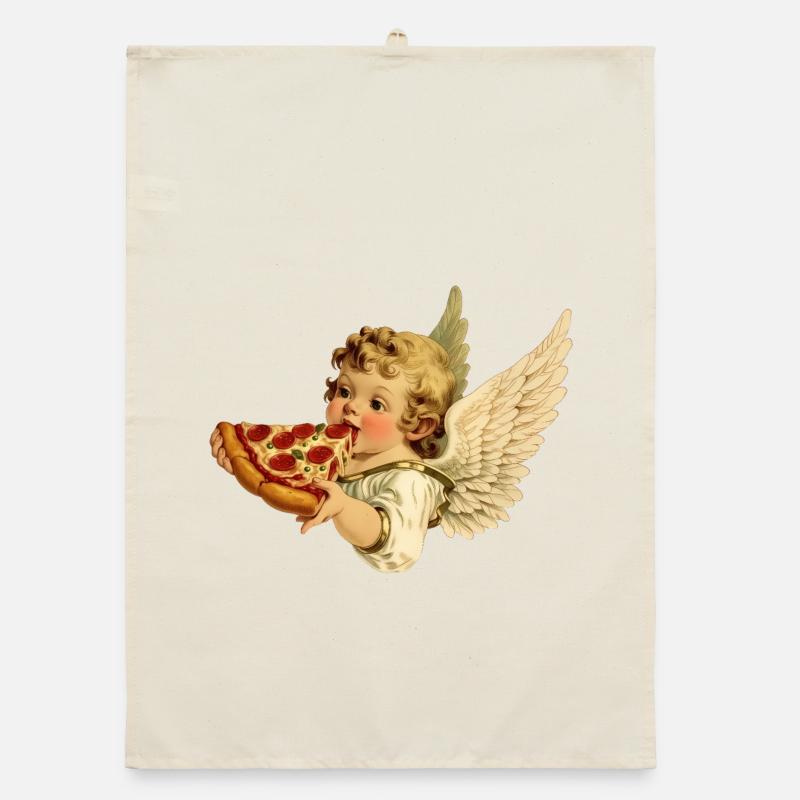 Pizza Cherub – Engelchen mit Pepperoni Organic Geschirrtuch
