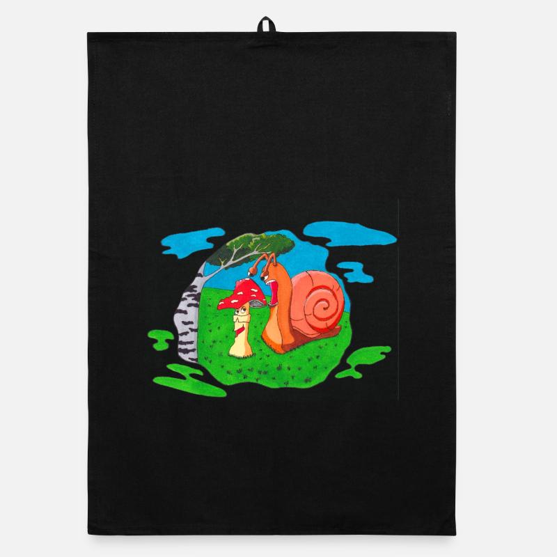 Mushroom front Organic dish towel