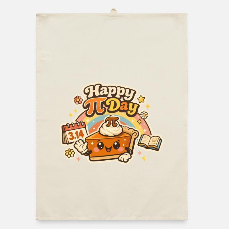 Happy Pi Day Sweet Cake Math Retro Design Organic dish towel