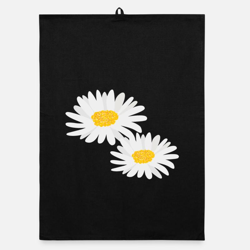 Blume Gänseblümchen - Organic Geschirrtuch - Schwarz