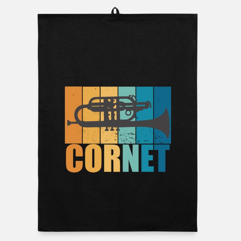 Cornet Vintage Musician Instrument Gift Organic dish towel