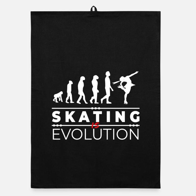 Skating is evolution - Message Humor Parodie - Organic Geschirrtuch - Schwarz