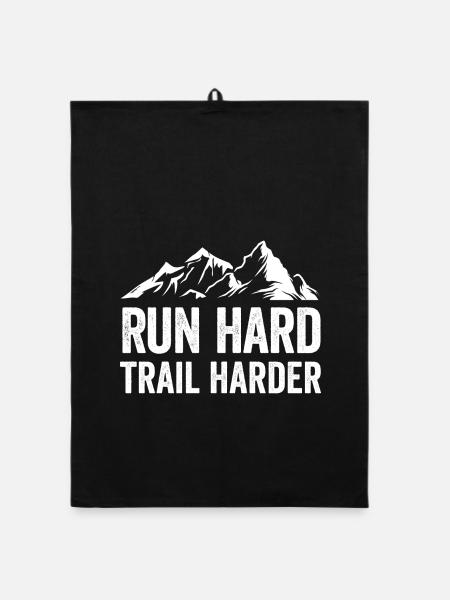 Lauf hart. Härter auf dem Trail. - Organic Geschirrtuch - Schwarz - Vorne