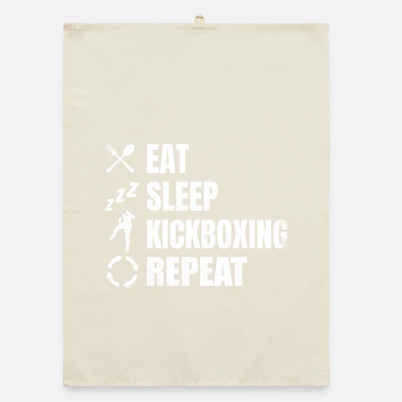 Eating, sleeping, kickboxing, repeating Organic dish towel
