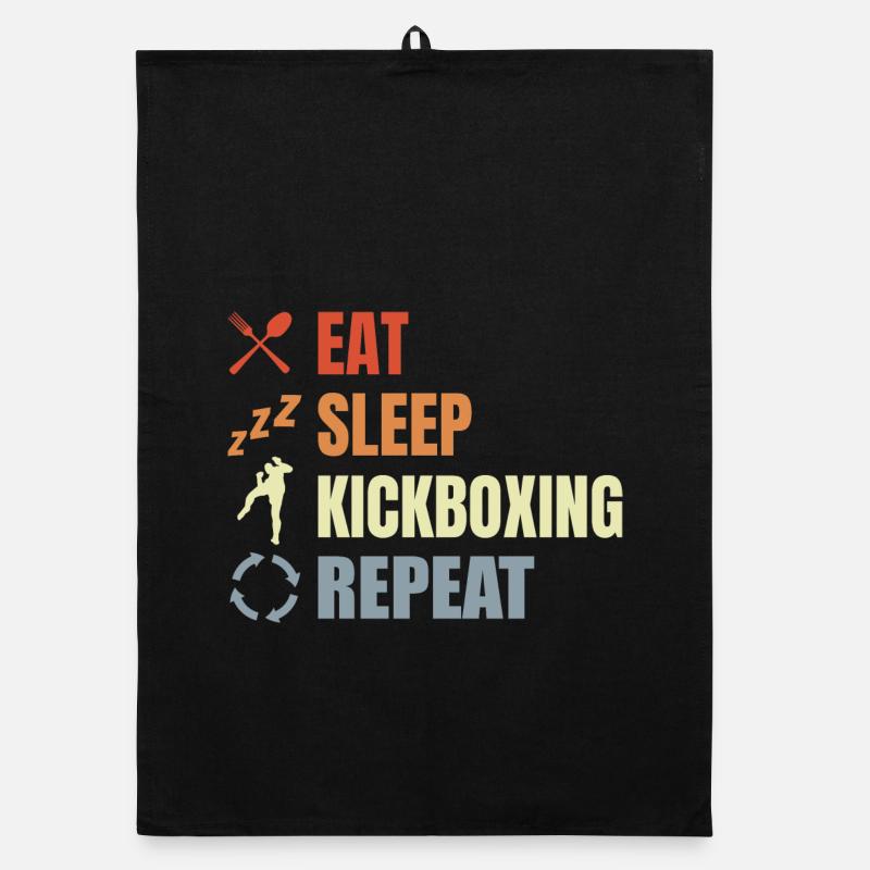 Eat Sleep Kickbox Repeat Organic dish towel