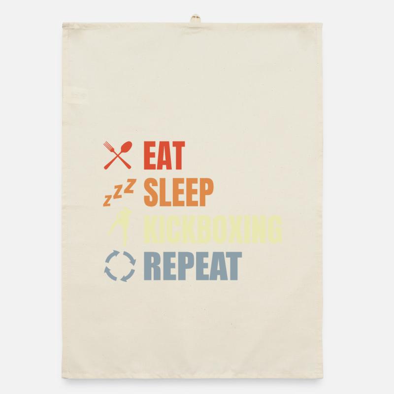 Eat Sleep Kickbox Repeat Organic dish towel