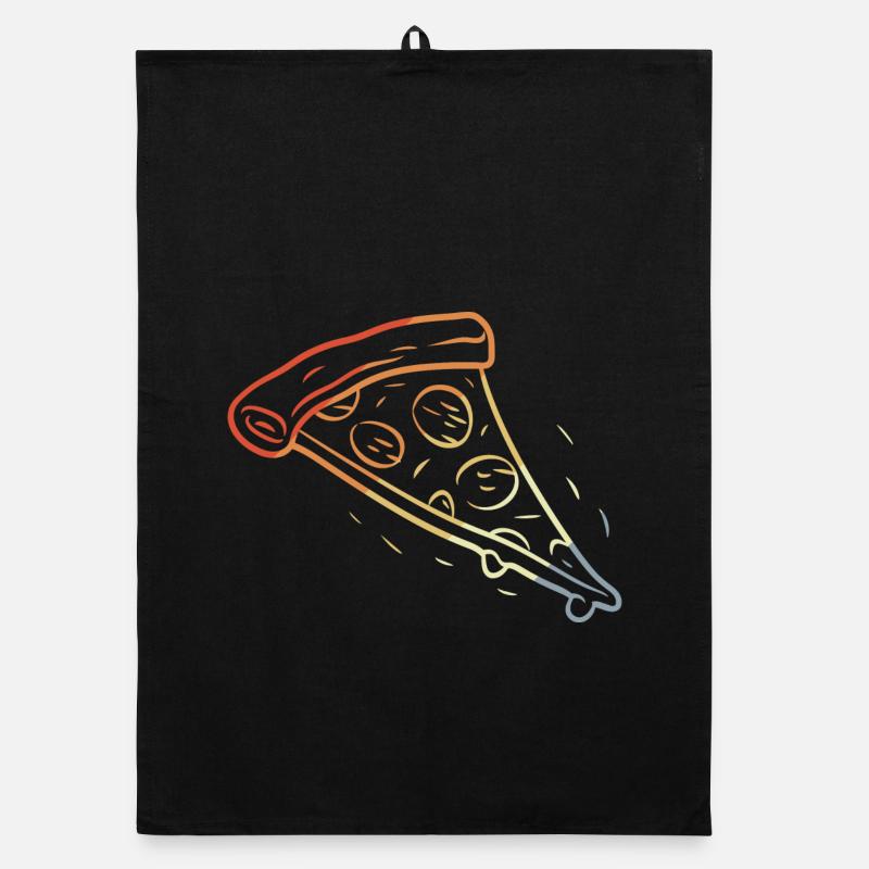 Retro Pizza Slice Sketch Organic dish towel