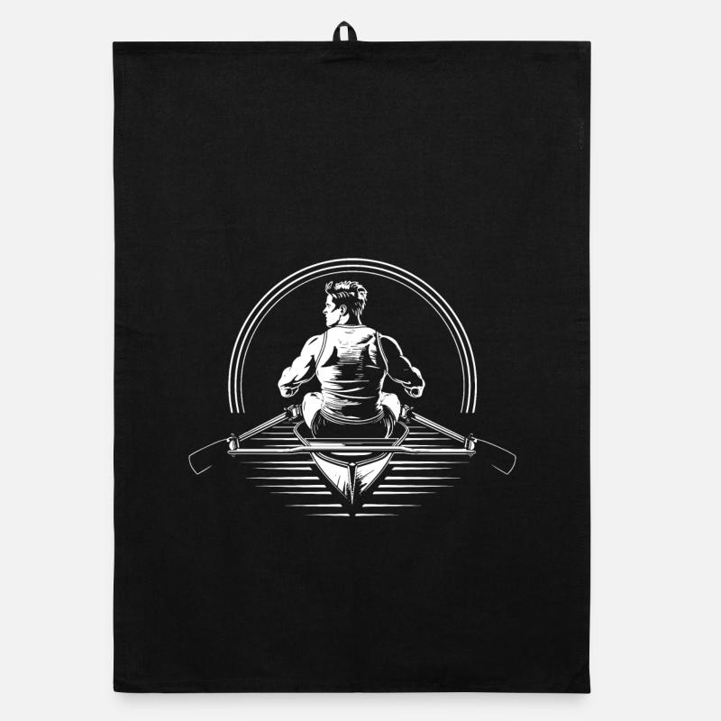 Rower Drawing Organic dish towel