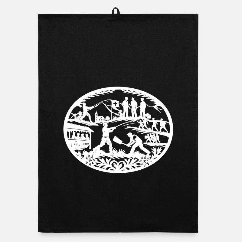 Hornussen_white - Torchon bio - noir