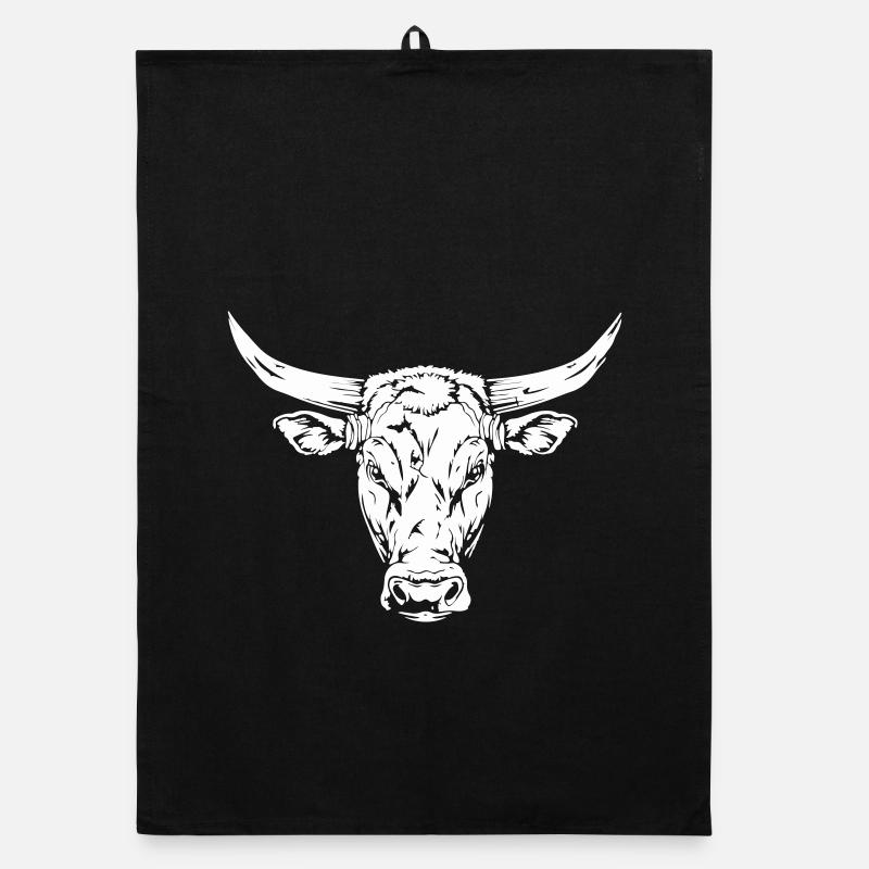 Conception de la silhouette de la tête de taureau Torchon bio