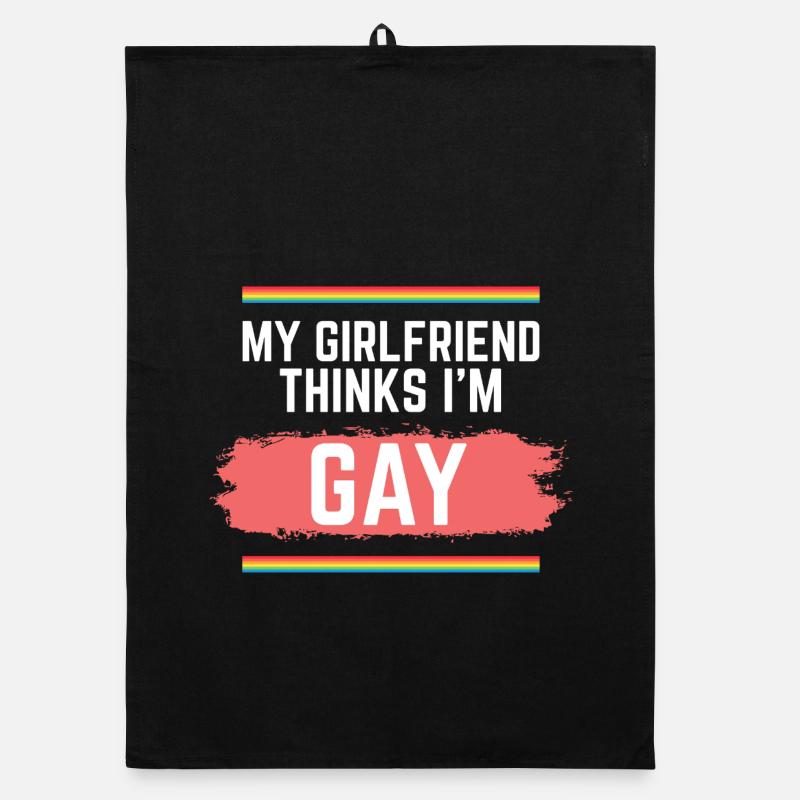 Pride Rainbow My Girlfriend Thinks I'm Gay Organic dish towel