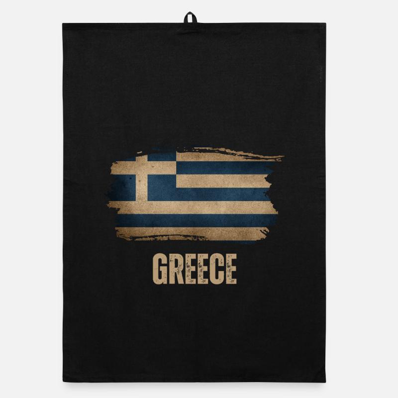 Drapeau grunge de la Grèce, j’adore la Grèce Torchon bio
