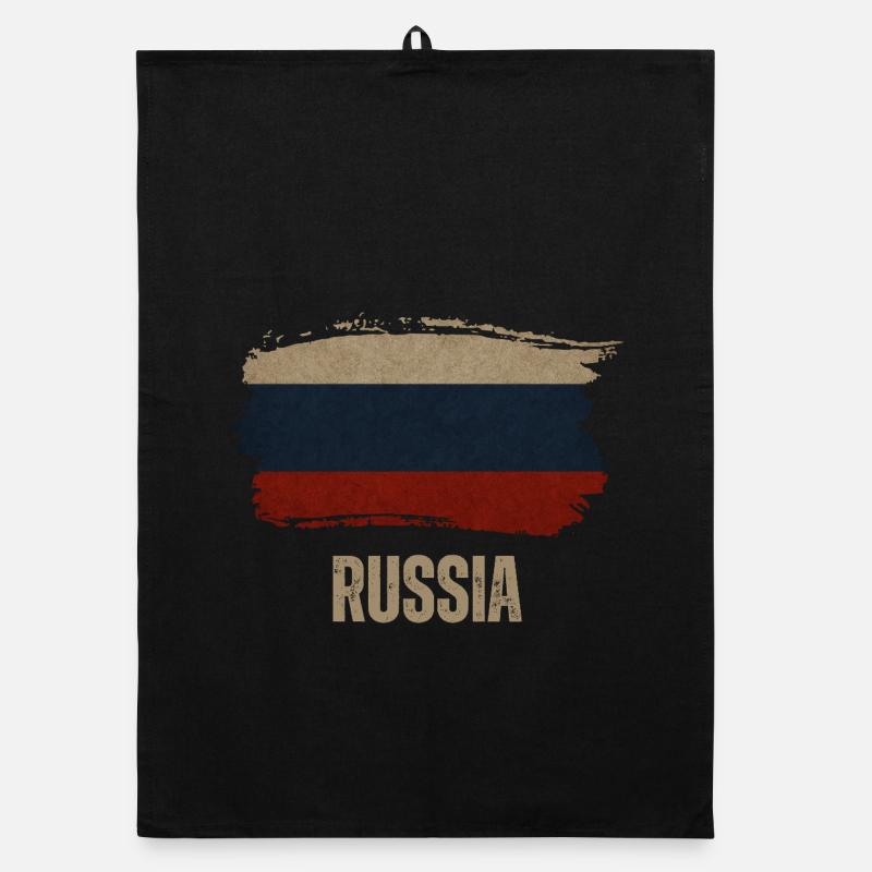 Drapeau grunge de la Russie, j’adore la Russie Torchon bio