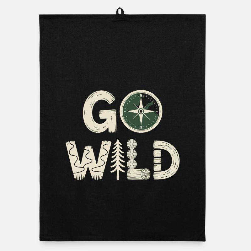 Go Wild Compass Forêt Nature Camping Randonnée Torchon bio