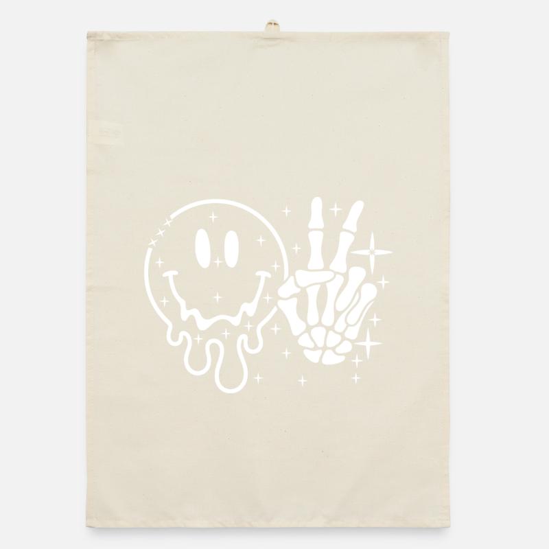 Smiley Skull Peace Hand Organic dish towel