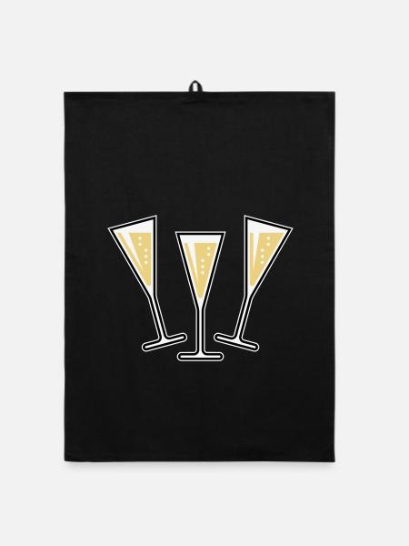 3 Sektgläser (Sekt / Trichter / Zu / 3C) - Torchon bio - noir - Devant