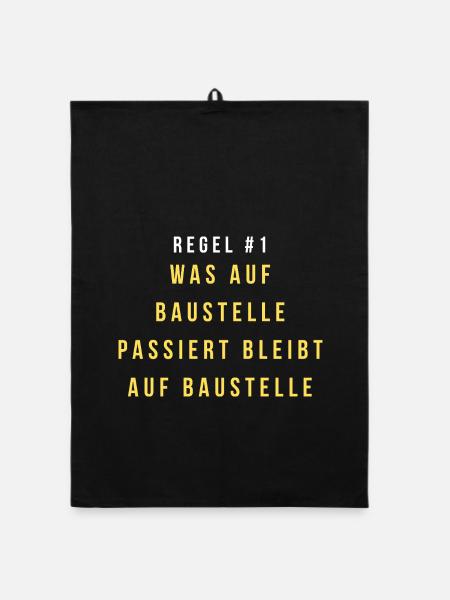 Regel 1: Was auf Baustelle bleibt - Organic Geschirrtuch - Schwarz - Vorne