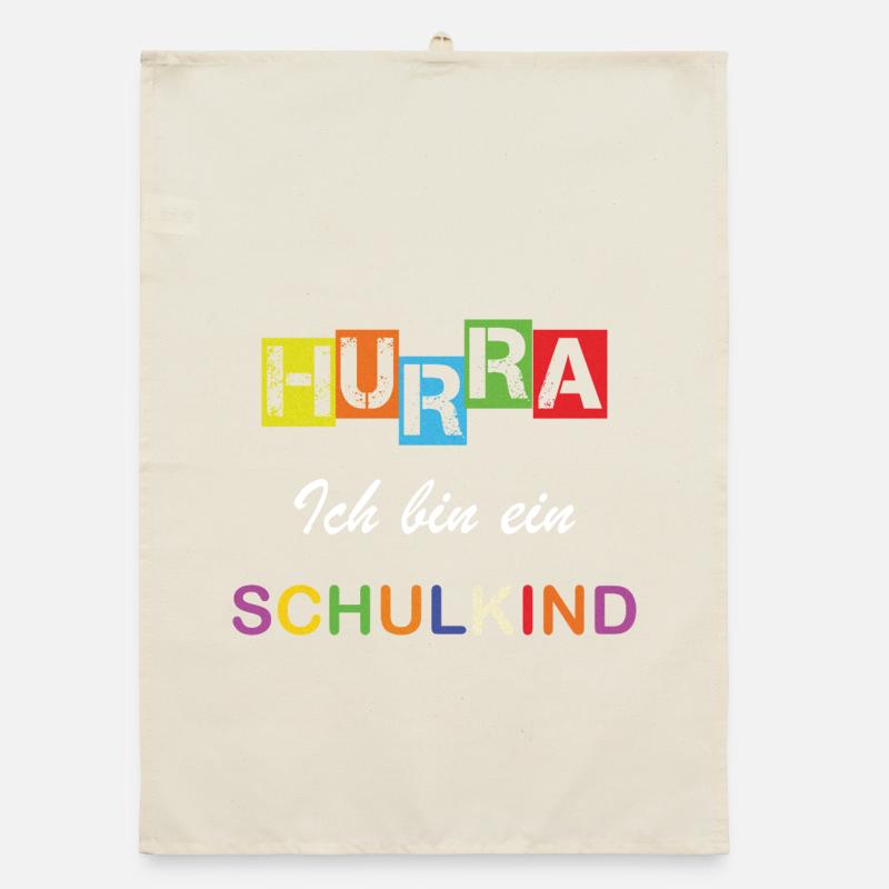 Hurra ich bin ein Schulkind Einschulung Schule Organic Geschirrtuch