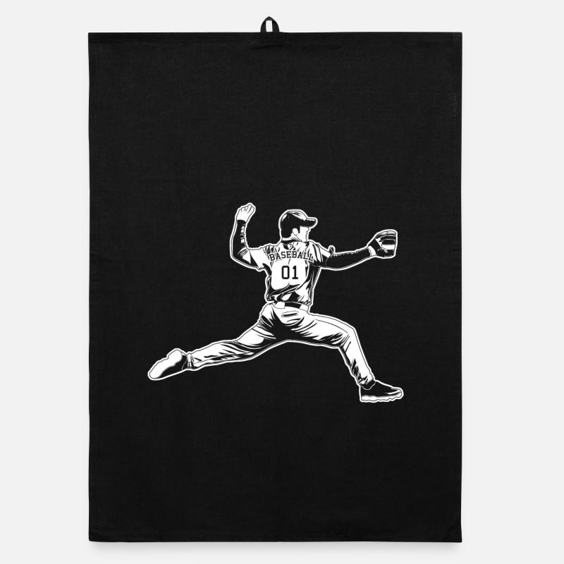 Baseball Pitcher - Organic Geschirrtuch - Schwarz