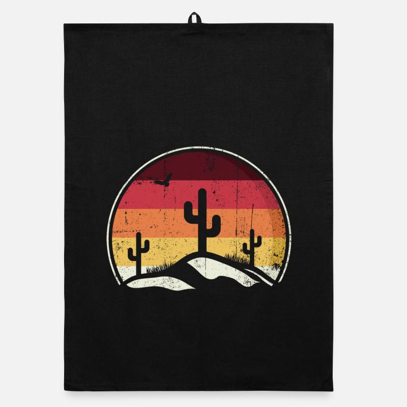 Desert Sunset Cacti Circle Organic dish towel